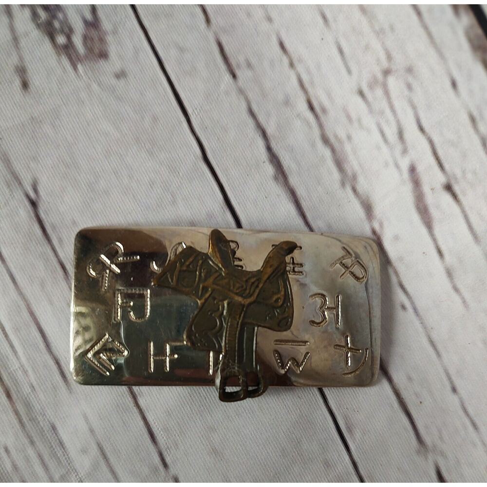 VTG Chambers Belt Co WESTERN Saddle Belt Buckle Made In U.S.A. 1970'S READ